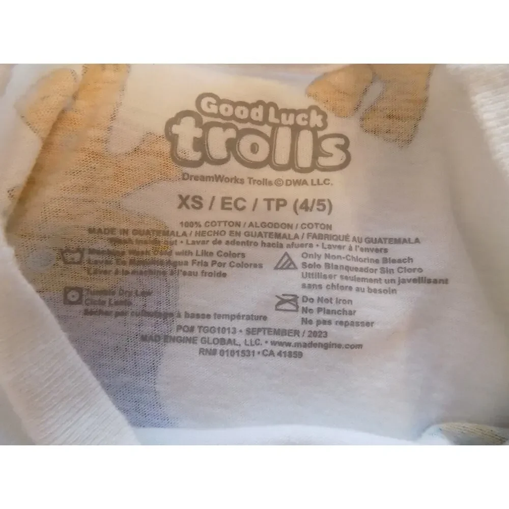 Good Luck Trolls t shirt tee girls size XS 4/5 - Picture 3 of 5